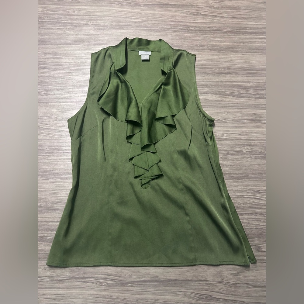 Ann Taylor Silk Sleeveless Blouse Size 8 Green - Picture 1 of 6